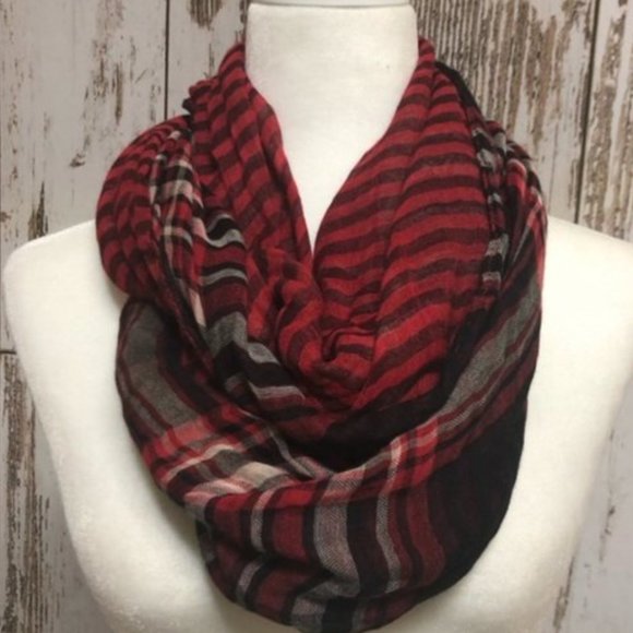 J. Jill Accessories - J. Jill | Plaid & Striped Reversible Infinity Scarf